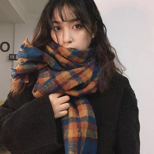 【格子围巾女】韩版秋冬季学生保暖披肩ins可爱厚围脖男 商品图0