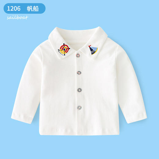 【优选面料 柔软舒适健康】A类纯棉婴儿秋冬装打底衫长袖婴儿翻领开衫男女宝宝秋季儿童衬衫上衣 商品图9