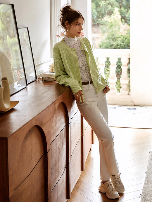 欧芮儿早秋毛衣女宽松外穿2021新款慵懒风短款针织开衫外套春秋款 商品图2