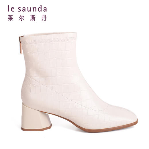 莱尔斯丹冬季粗高跟绒里女短靴2T50701 商品图9