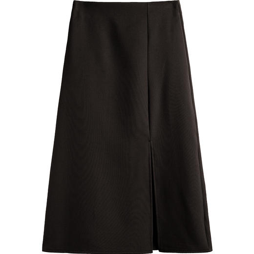 欧芮儿黑色半身裙女新款2021高腰显瘦气质优雅简约直身开衩裙 商品图3