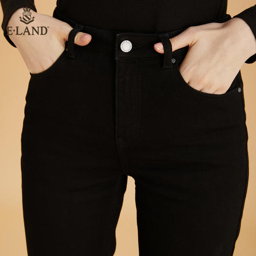 ELAND设计感复古黑色微喇裤毛边EETJB4TC4M 商品图3