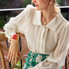 欧芮儿长袖衬衫女2021新款白色设计感小众法式薄款棉麻上衣 商品缩略图1