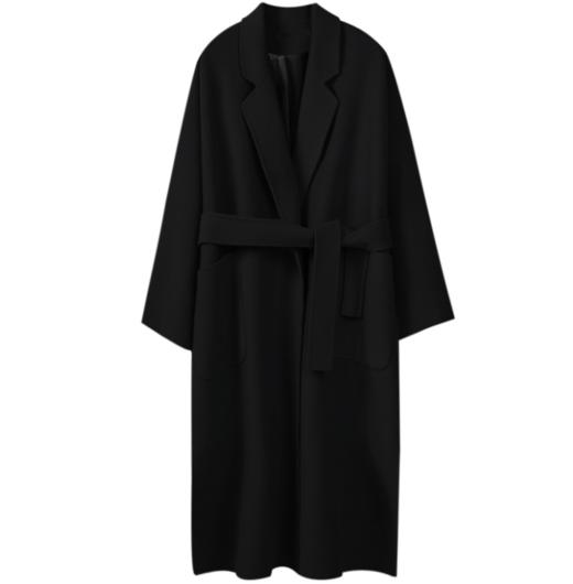 【服饰鞋包】-秋冬宽松中长款过膝系带毛呢大衣外套 商品图4