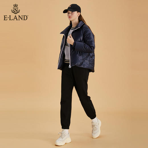 ELAND潮酷简约半高领拉链纯色菱纹羽绒服EEJDB4TC5M 商品图1