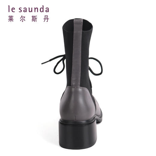 莱尔斯丹2021秋冬时尚短筒拼接马丁靴中跟女靴2T47101 商品图10
