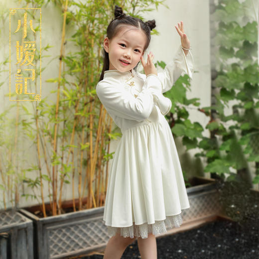 非质量问题不退换哦~小嫒记女童连衣裙秋冬丝绒红色中国风裙子-如意 商品图4