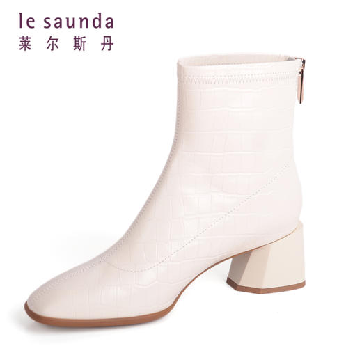 莱尔斯丹冬季粗高跟绒里女短靴2T50701 商品图6