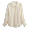 欧芮儿长袖衬衫女2021新款白色设计感小众法式薄款棉麻上衣 商品缩略图3