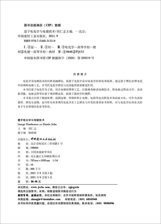 量子电化学与电镀技术 商品图3