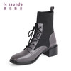 莱尔斯丹2021秋冬时尚短筒拼接马丁靴中跟女靴2T47101 商品缩略图6