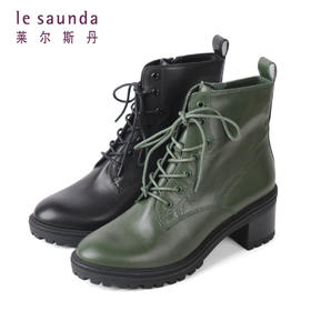 莱尔斯丹秋冬时尚粗跟简约百搭马丁靴2T51033V