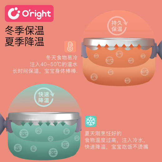 oright儿童餐具注水保温碗辅食碗带吸盘碗 商品图1
