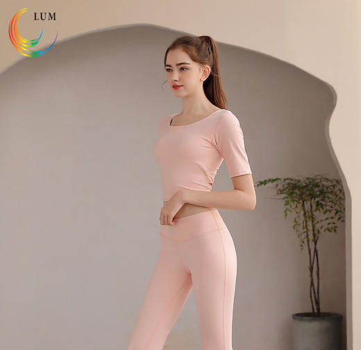 LUM39868露檬新款瑜伽服短袖双面磨毛面料（含胸垫） 商品图4