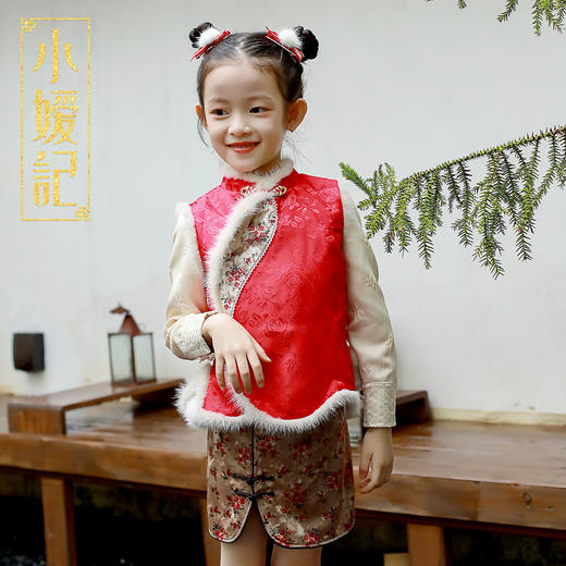 非质量问题不退换哦~小嫒记女童旗袍秋季中式中国风改良复古拜年唐装-锦绣 商品图3