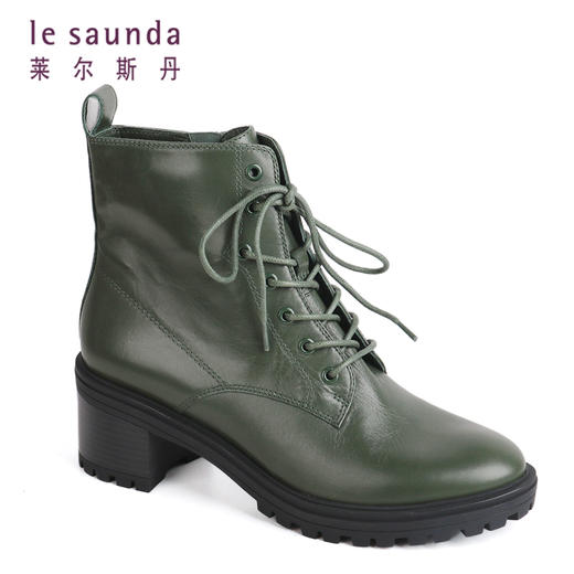 莱尔斯丹秋冬时尚粗跟简约百搭马丁靴2T51033V 商品图2