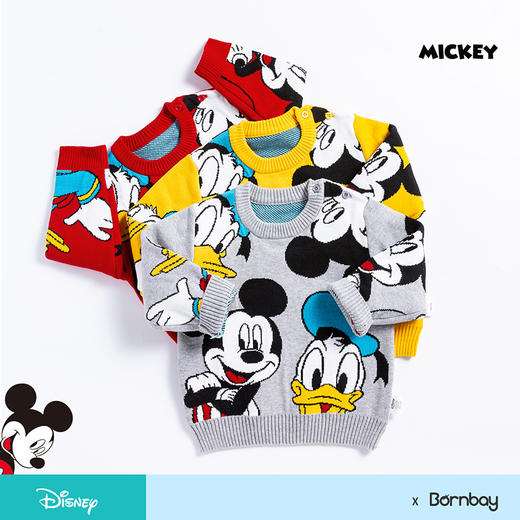 贝贝怡迪士尼联名卡通男童秋冬宝宝保暖针织套头毛衣213S2795
 商品图2