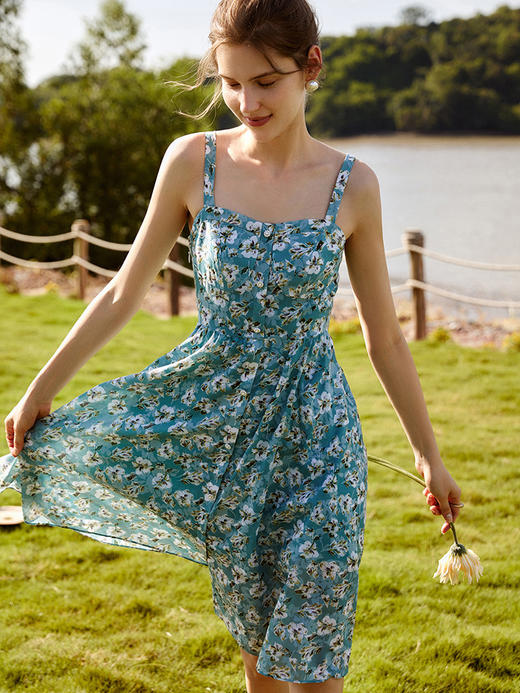 欧芮儿吊带连衣裙女新款2021收腰显瘦休闲法式薄款无袖背心裙 商品图2