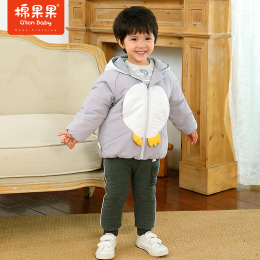 棉果果冬季男童短款连帽棉服M402101821678 商品图1