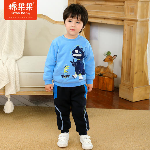 棉果果冬季男童恐龙印花夹棉卫衣M412180821708 商品图0