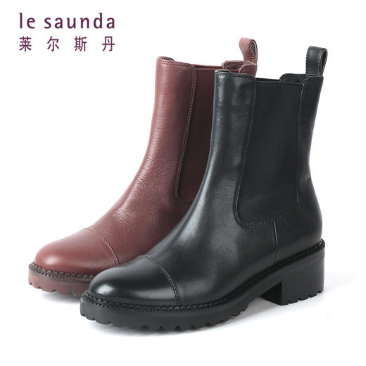 莱尔斯丹秋冬款圆头英伦切尔西一脚蹬烟筒女靴2T26103 商品图0