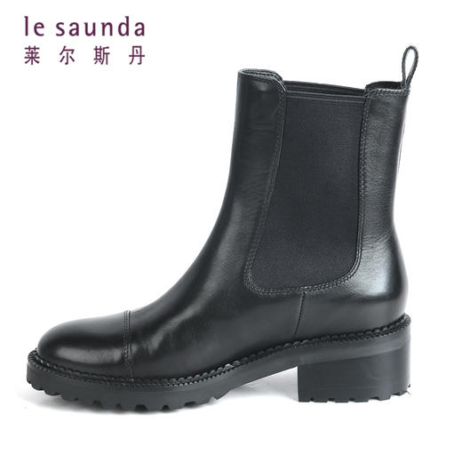 莱尔斯丹秋冬款圆头英伦切尔西一脚蹬烟筒女靴2T26103 商品图3