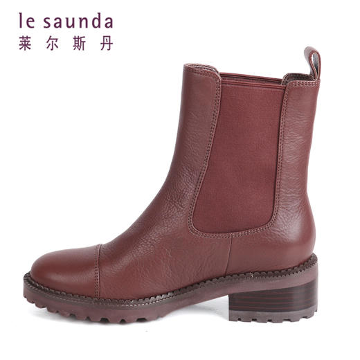 莱尔斯丹秋冬款圆头英伦切尔西一脚蹬烟筒女靴2T26103 商品图7