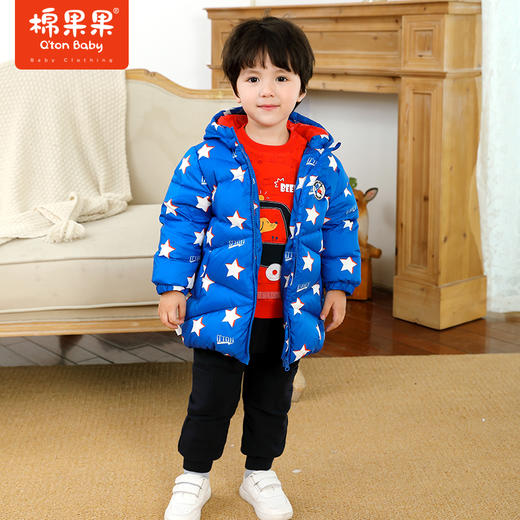 棉果果冬季男童尼丝纺中长款羽绒服M412102921680 商品图0