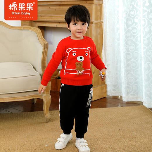棉果果冬季男童小熊套头挂里毛衣M412160521676 商品图0