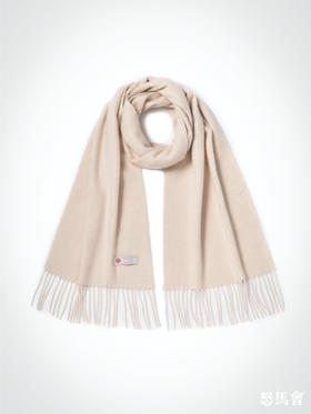 阿拉善白绒纯山羊绒水波纹浅云驼色围巾