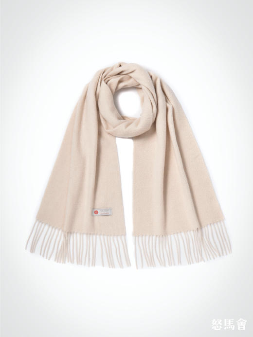 阿拉善白绒纯山羊绒水波纹浅云驼色围巾 商品图0