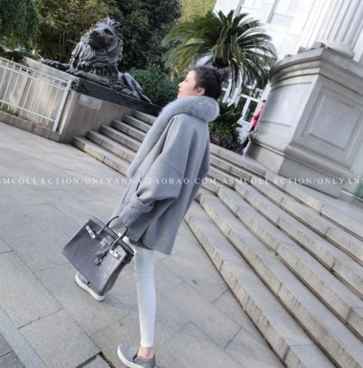 【服饰鞋包】-斗篷茧型气质显瘦呢料大衣中长款气质毛呢外套 商品图1