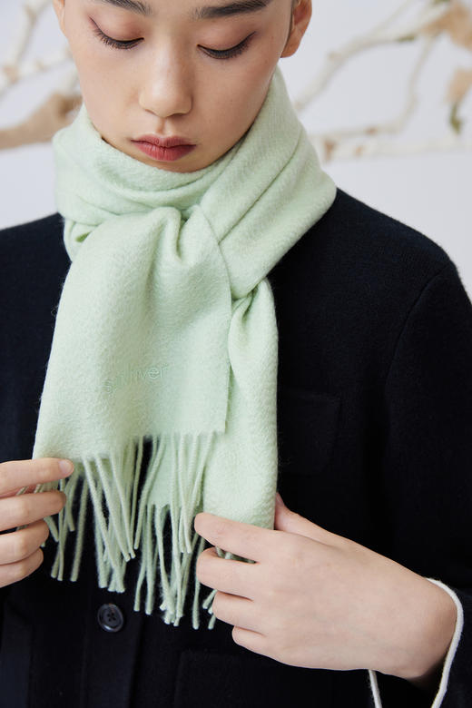  水波纹羊绒围巾 SJF93P448N 商品图1