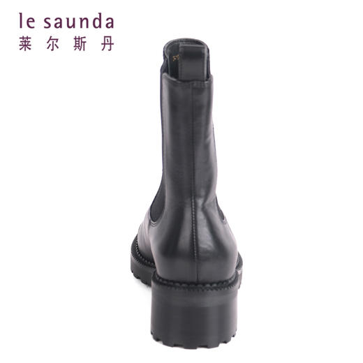 莱尔斯丹秋冬款圆头英伦切尔西一脚蹬烟筒女靴2T26103 商品图5