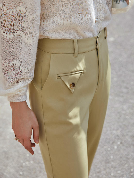 欧芮儿卡其色休闲裤女新款2021高腰显瘦时尚气质小脚长裤子 商品图1