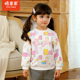 棉果果冬季女童满印挂里套头卫衣M422180221686