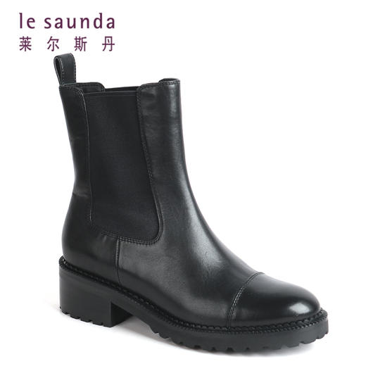 莱尔斯丹秋冬款圆头英伦切尔西一脚蹬烟筒女靴2T26103 商品图2