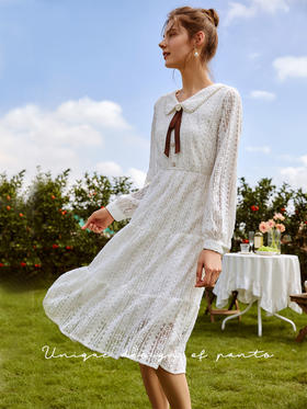 欧芮儿白色连衣裙女2021新款收腰显瘦小个子休闲减龄中长款裙