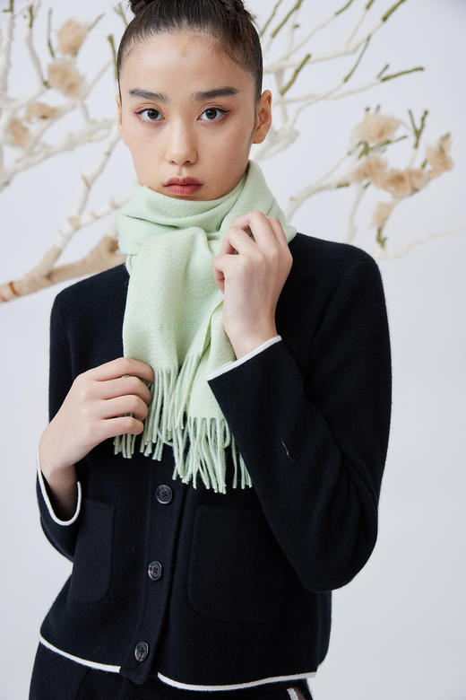  水波纹羊绒围巾 SJF93P448N 商品图0