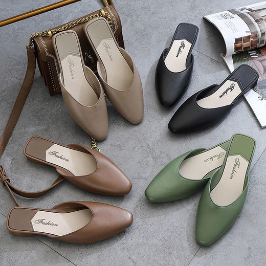 【服饰鞋包】女式凉拖新款夏秋时尚韩版户外穿逛街包头半拖鞋平跟穆勒女鞋 商品图3