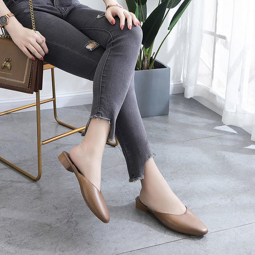 【服饰鞋包】女式凉拖新款夏秋时尚韩版户外穿逛街包头半拖鞋平跟穆勒女鞋 商品图2