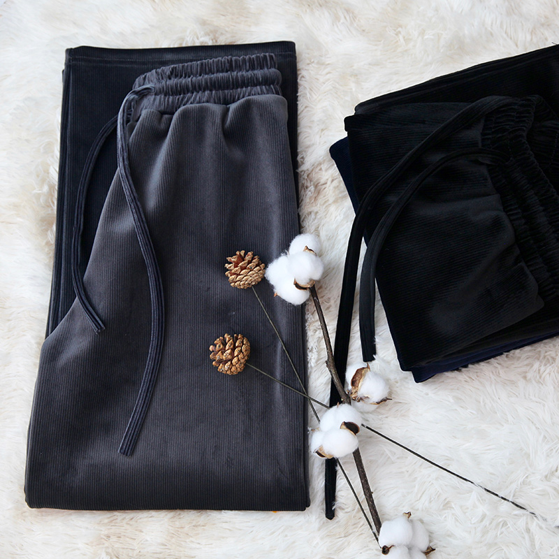 ADALOOK天鹅绒金丝阔腿裤加厚