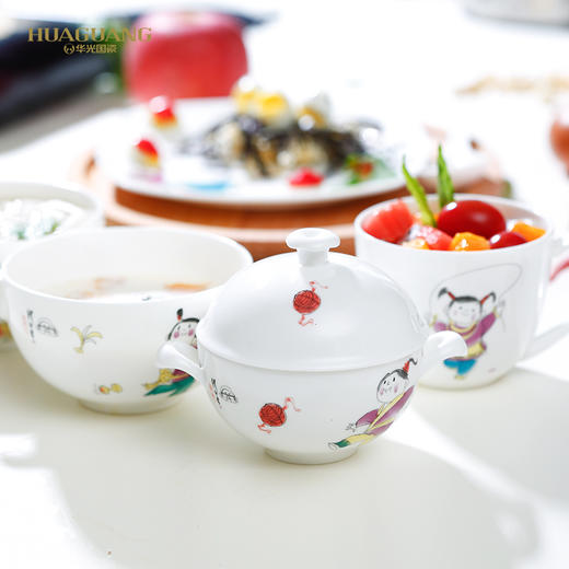 华光陶瓷 缪印堂儿童餐具 抗菌瓷骨瓷餐具套装 卡通宝宝餐具 商品图0