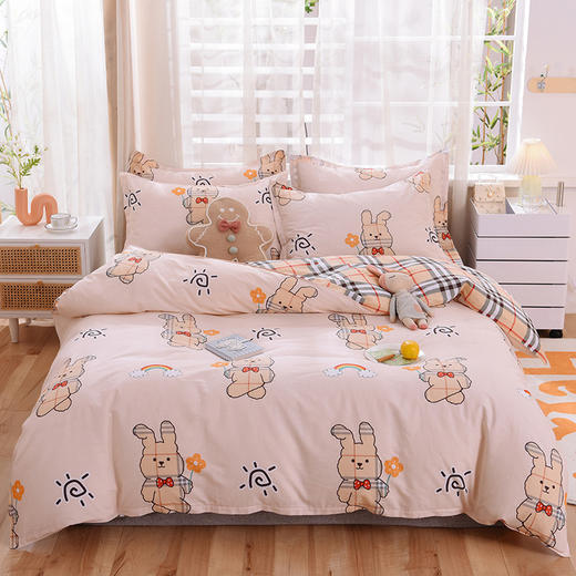 【日用百货】全棉床上用品四件套纯棉小清新床单被套40支家纺 商品图0