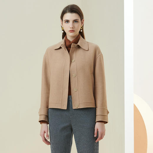 METTE羊绒世家2021年女士羊毛大衣短款直筒宽松毛呢双面呢小外套 商品图5