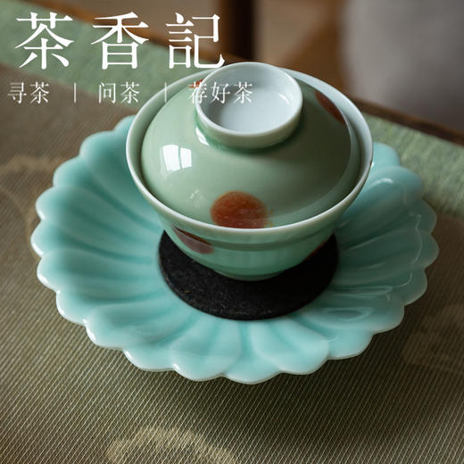 茶香记  张英英粉青莲瓣盘青瓷壶承粉润晶莹茶道零配耐看耐用茶盘 商品图3