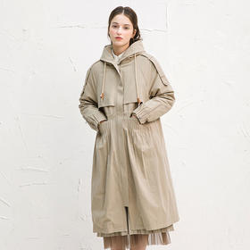 famecoco范可儿长款连帽羽绒服保暖派克服外套F218AH009