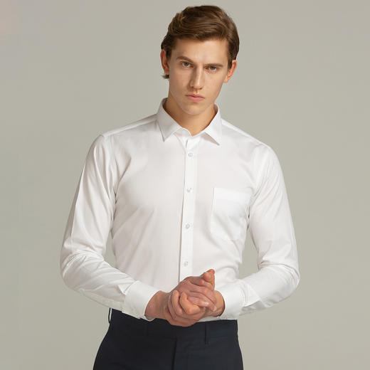【40棉】罗蒙衬衫男长袖正装商务男士通勤百搭棉质纯色衬衣男 商品图1