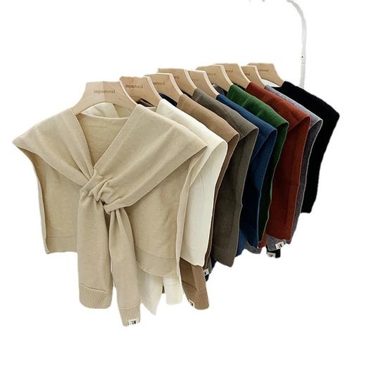 【魅力值飙升】秋冬新款可穿插搭肩小披肩纯色针织披肩外搭网红打结 商品图4