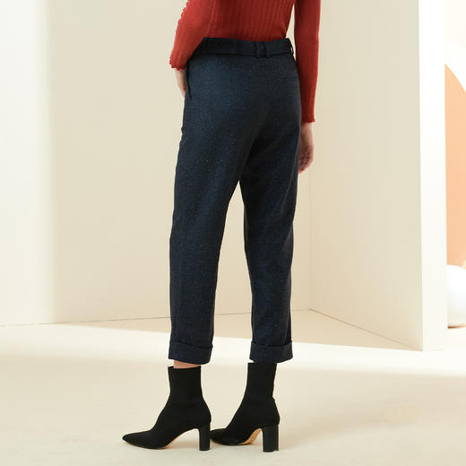 METTE2021年秋冬新品女士羊毛九分裤小直筒高腰显瘦毛呢薄款裤子 商品图3